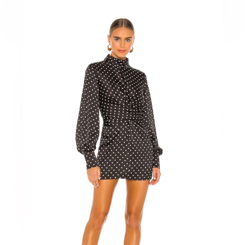 L’Acadamie - The Liliane Mini Dress in Black & Ivory Dot